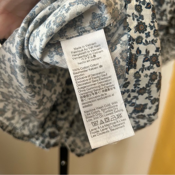 Madewell Ruffled Pintuck Puff-Sleeve Top Floral Vintage Ivory Boho NWT Size S - Picture 6 of 8